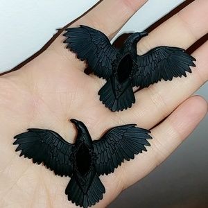 Crow Jewel Hair Clips